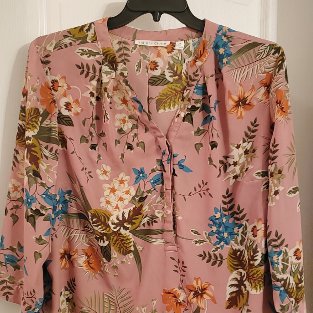 Floral blouse 3/4 sleeve (W)